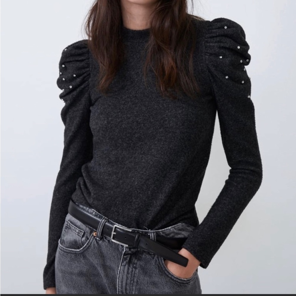 Zara Soft-Touch Sweatshirt with Puff Sleeves